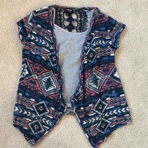 Girls Aztec coverup with crochet back